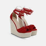 Sandale à Talon Femme Classe et Moderne, sandales compensées rouge vif