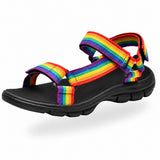 Sandale de Randonnée Femme avec Lanière Arc-en-Ciel, brides réglables à scratch aux couleurs de l'arc-en-ciel, semelle antidérapante confortable et design estival