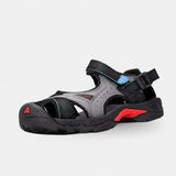 Sandale de Randonnée Homme Respirante avec Sangle noire et grise, avec brides réglables à scratch, bout renforcé, semelle antidérapante tout-terrain et design confortable pour la randonnée