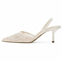 Sandales À Talon Blanches Brodées