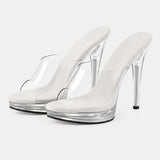 Sandales À Talon Transparentes Style Luxe
