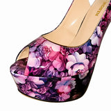 Sandales À Talons Hauts Avec Plateforme Motif Floral Élégant
