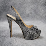 Sandales À Talons Hauts Avec Plateforme Motif Serpent Chic