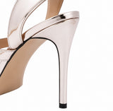 Sandales À Talons Hauts Métallisé Avec Design Moderne