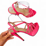 Sandales À Talons Hauts Plateforme Avec Brides Cheville