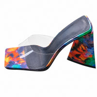 Sandales Colorées à Talons Épais pour Femme