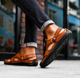 Sandales En Cuir Homme Avec Bout Fermé Et Confort Estival