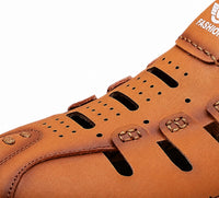 Sandales En Cuir Homme Confort Avec Semelle Antidérapante