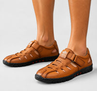 Sandales En Cuir Homme Confort Avec Semelle Antidérapante