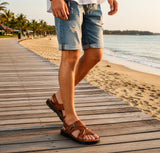 Sandales En Cuir Homme Style Classique Avec Semelle Souple
