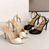 Sandales Femme Chic En Satin Avec Détail Perle Raffiné
