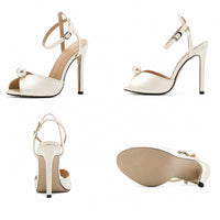 Sandales Femme Chic En Satin Avec Détail Perle Raffiné