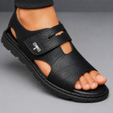 Sandales Homme En Cuir Souple Avec Bride Ajustable Confortable