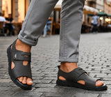 Sandales Homme En Cuir Souple Avec Bride Ajustable Confortable