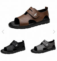 Sandales Homme En Cuir Souple Avec Bride Ajustable Confortable