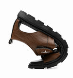 Sandales Homme En Cuir Souple Avec Bride Ajustable Confortable