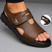 Sandales Homme En Cuir Souple Avec Bride Ajustable Confortable