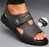 Sandales Homme En Cuir Souple Avec Bride Ajustable Confortable