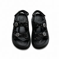 Sandales Pailletées En Cuir Véritable Avec Scratch