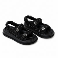 Sandales Pailletées En Cuir Véritable Avec Scratch