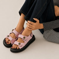 Sandales Pailletées En Cuir Véritable Avec Scratch