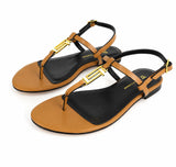 Sandales Plates De Luxe En Cuir Véritable