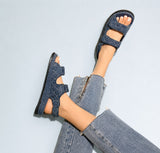 Sandales Style Romain Bleu Avec Scratch