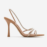 Sandales Talon Haut Nude à Strass