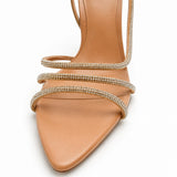 Sandales Talon Haut Nude à Strass