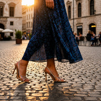 Sandales Talon Haut Nude à Strass