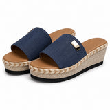 Sandales Compensées Femme Chic et Confortables, à large bride, semelle compensée effet corde, plateforme légère et design élégant