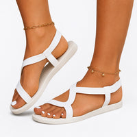 Sandales De Plage Confortables en Cuir, avec brides croisées, semelle plate légère et design confortable pour un usage quotidien