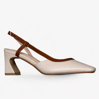Sandales Dorées à Talons Carrés Élégants avec bout pointu, bride arrière fine, finition dorée et talons carrés confortables