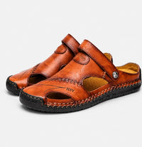 Sandales En Cuir Homme Avec Bout Fermé Et Confort Estival avec cuir souple, bout fermé protecteur, ouvertures respirantes, bride arrière ajustable et semelle confortable pour un usage quotidien en été.