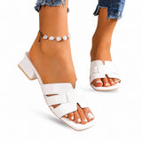 Sandales Oasis à Talons Carrés, avec brides larges découpées, talons carrés transparents et design élégant