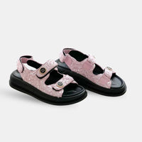 Sandales Pailletées En Cuir Véritable Avec Scratch, sandales scratch rose pailletée 