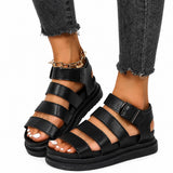 Sandales À Semelle Épaisse Pour Femme, avec brides multiples, boucle réglable à la cheville, semelle plateforme épaisse et design moderne