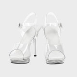 Sandales À Talon Aiguille Transparent Effet Cristal