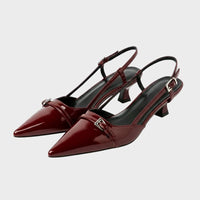 Sandales À Talon Vernies Avec Bout Pointu Élégant