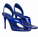 Sandales À Talons Hauts Métallisé Avec Design Moderne, brides minimalistes, bride entre-doigts, bride arrière ouverte et talons aiguilles élégants