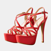 Sandales À Talons Hauts Plateforme Avec Brides Cheville avec fines brides croisées, fermeture réglable à la cheville, plateforme épaisse, bout ouvert et talons aiguilles pour un style élégant et féminin.