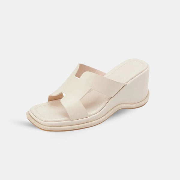 Sandales à Talon Compensé Confort Chic, Sandales couleur crème