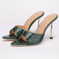 Sandales à Talons Croco Chics, Sandales à talons hauts pour femme en croco style élégant et tendance
