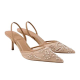 Sandales à Talons en Maille Brodée