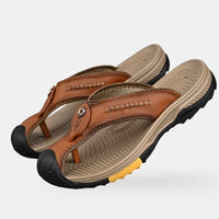 Sandales Homme en Cuir Véritable – Élégantes, Confort Été, Marche Antidérapante
