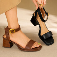 Sandales à Talons Confortable en Cuir
