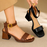 Sandales à Talons Confortable en Cuir