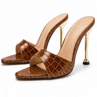 Sandales à Talons Croco Chics