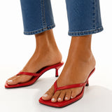 Sandales à Talons Fins avec Bout Carré et Brides Fines