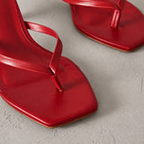 Sandales à Talons Fins avec Bout Carré et Brides Fines